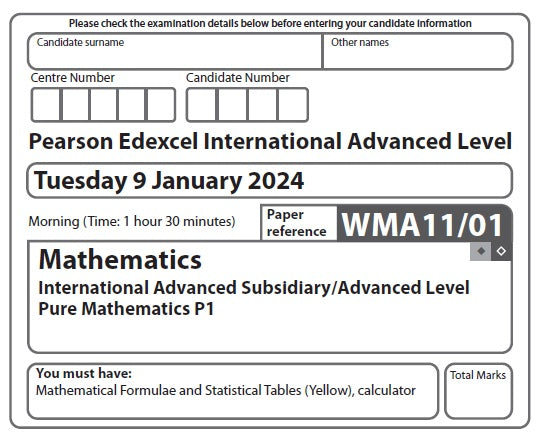 Mathematics WMA11 | Latest Past Papers