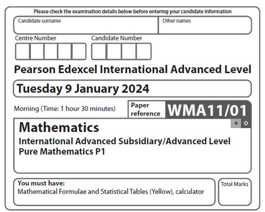 Mathematics WMA11 | Latest Past Papers