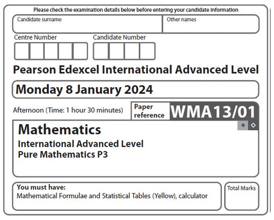 Mathematics WMA13 | Latest Past Papers