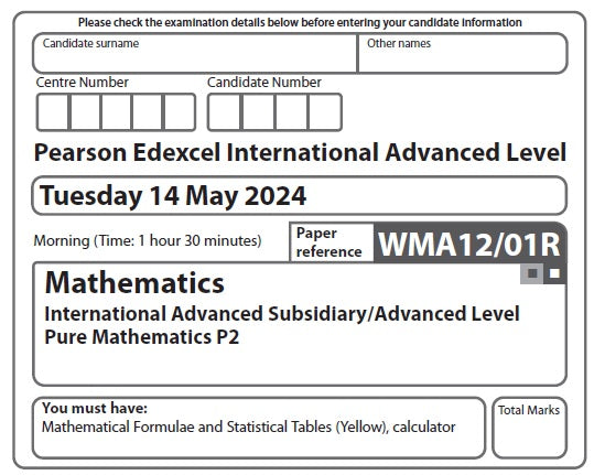 Mathematics WMA12 | Latest Past Papers