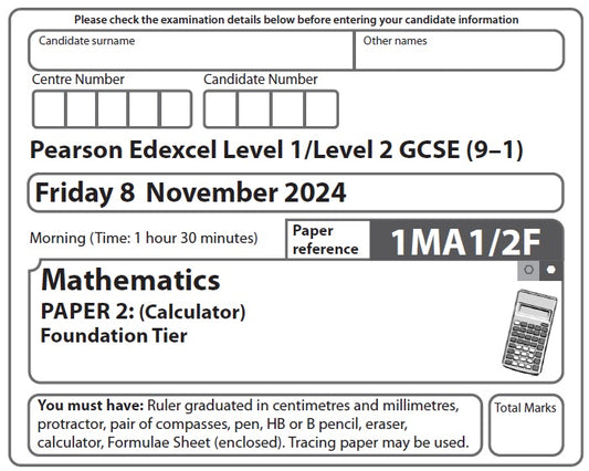 1MA1/1H, 1MA1/2H, 1MA1/3H Mathematics A (Higher)