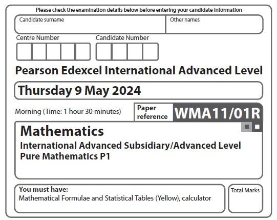 Mathematics WMA11 | Latest Past Papers