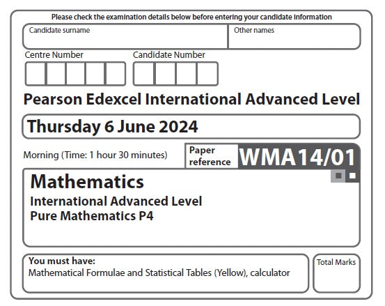 Mathematics WMA14 | Latest Past Papers