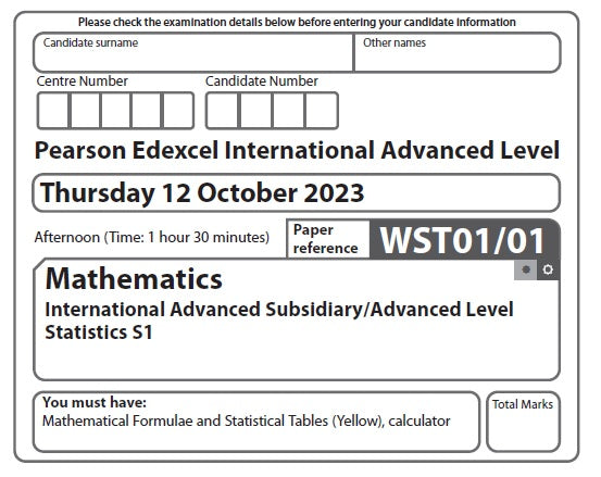 Mathematics WST01 | Latest Past Papers