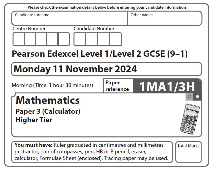 1MA1/1F, 1MA1/2F, 1MA1/3F Mathematics A (Foundation)