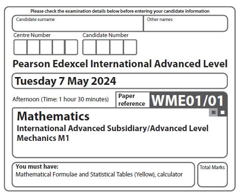 Mathematics WME01 | Latest Past Papers