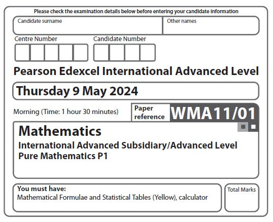 Mathematics WMA11 | Latest Past Papers