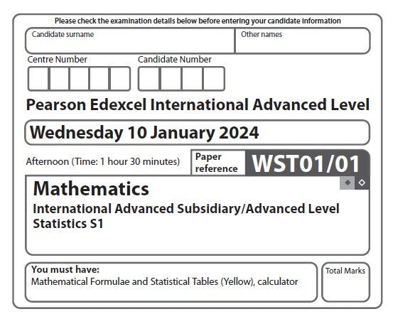 Mathematics WST01 | Latest Past Papers