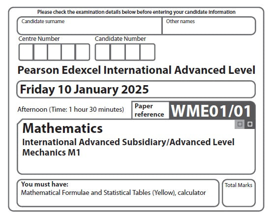 Mathematics WME01 | Latest Past Papers