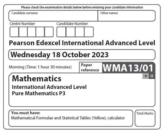 Mathematics WMA13 | Latest Past Papers