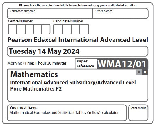 Mathematics WMA12 | Latest Past Papers