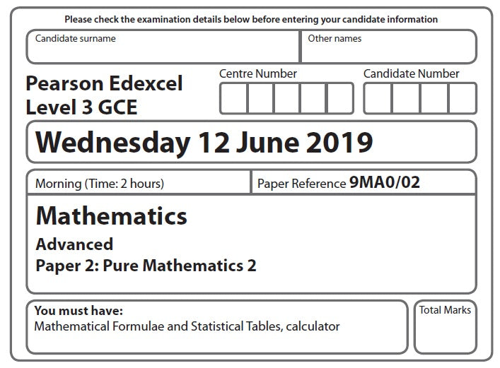 9MA0/02 Edexcel GCE A Level Paper 2