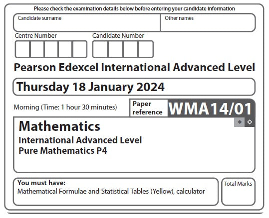 Mathematics WMA14 | Latest Past Papers