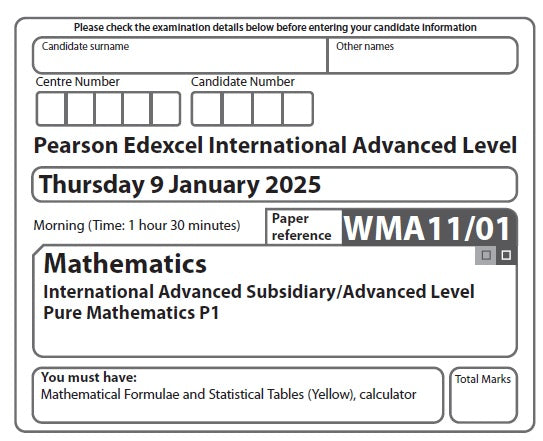 Mathematics WMA11 | Latest Past Papers