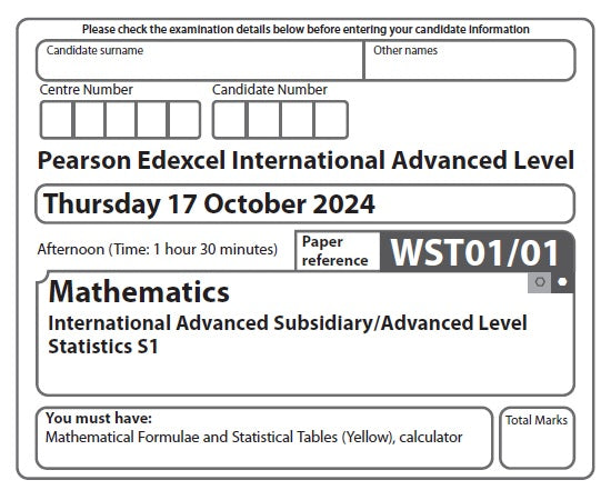 Mathematics WST01 | Latest Past Papers