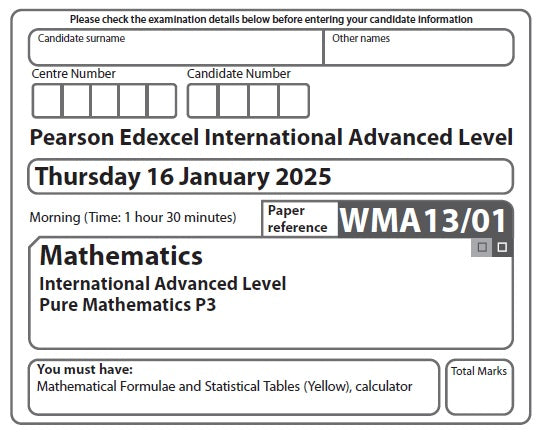 Mathematics WMA13 | Latest Past Papers