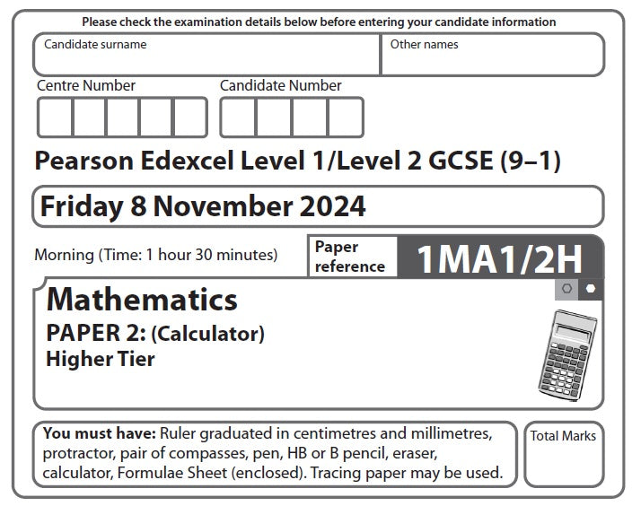 1MA1/1F, 1MA1/2F, 1MA1/3F Mathematics A (Foundation)