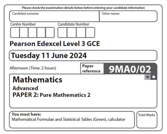 9MA0/02 Edexcel GCE A Level Paper 2